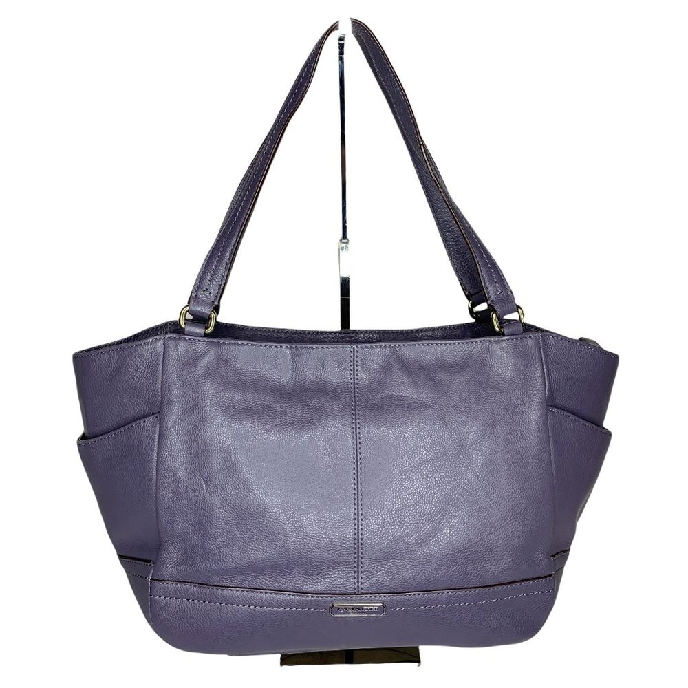 Coach Park Leather Carrie Tote Bag Purse Fig Purple K1320-F23284 Authentic